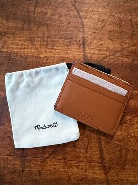 Madewell NWT Curved Card Case Leather Slim Glazed Walnut